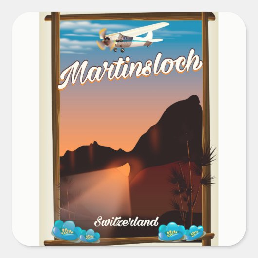 Martinsloch Zwitserland reisposter Vierkante Sticker (Voorkant)