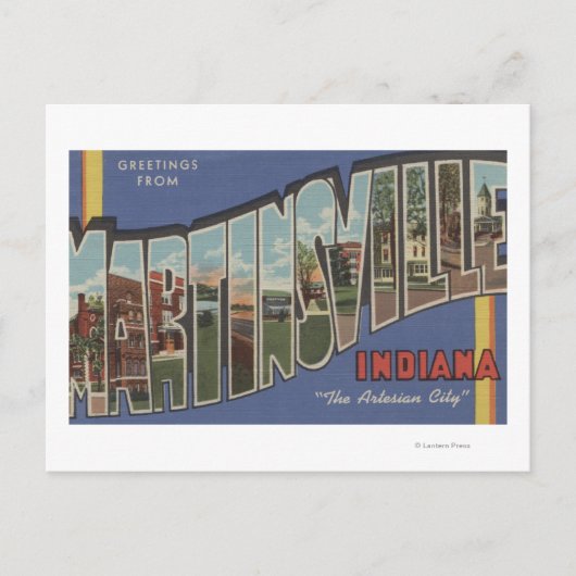 Martinsville, Indiana - Grote Letter-scènes Briefkaart (Voorkant)