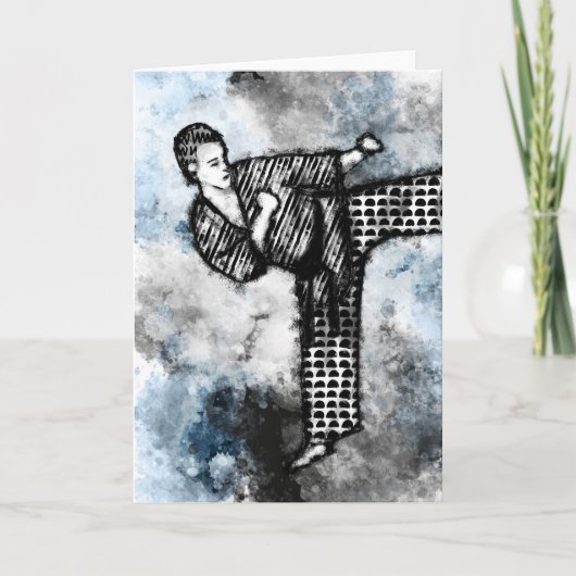 Martistisch artistiek Wenskaart Karate Kick Judo Kaart (Voorkant)