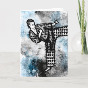 Martistisch artistiek Wenskaart Karate Kick Judo Kaart