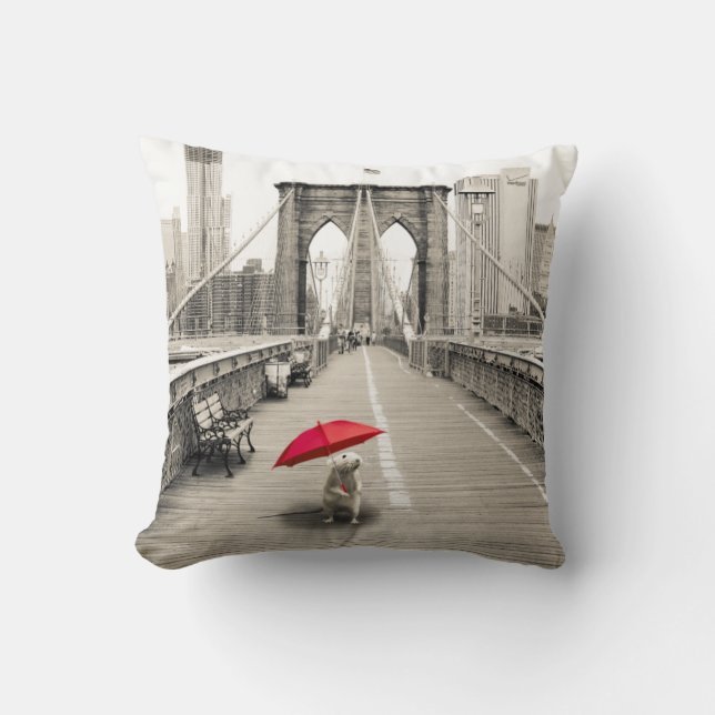 Marty Mouse in Brooklyn Bridge Pillow Kussen (Voorkant)