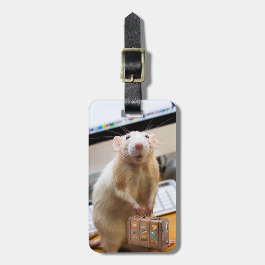 Marty Mouse klaar voor reizen!  (Bagage label) Bagagelabel (Voorkant verticaal)