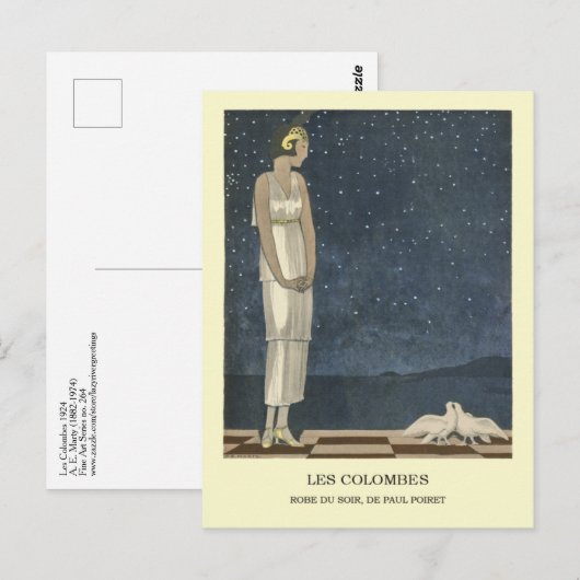 Marty The Doves Art Deco Mode Illustratie Briefkaart (Voorkant / Achterkant)