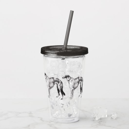 Martynow Borzoi Acryl Tumbler Drinkbeker (Achterkant ijs)