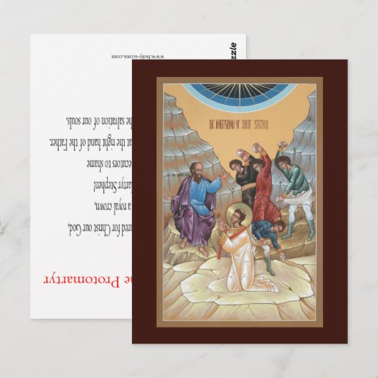 Martyrdom St Stephen Prayer Card Briefkaart (Voorkant / Achterkant)