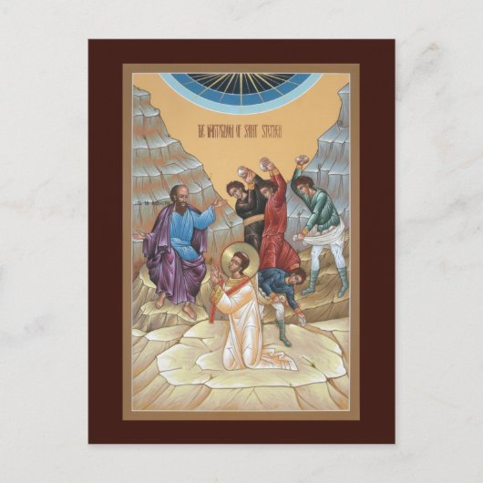 Martyrdom St Stephen Prayer Card Briefkaart (Voorkant)