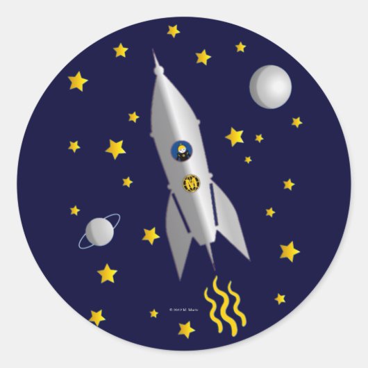 Martzkins in de ruimte Stickers © 2012 M. Martz (Voorkant)