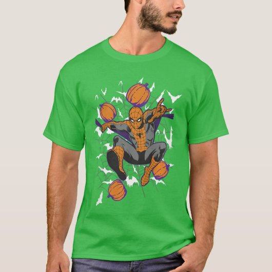 Marvel Comics Retro Klassieke Halloween SpiderMan T-shirt (Voorkant)