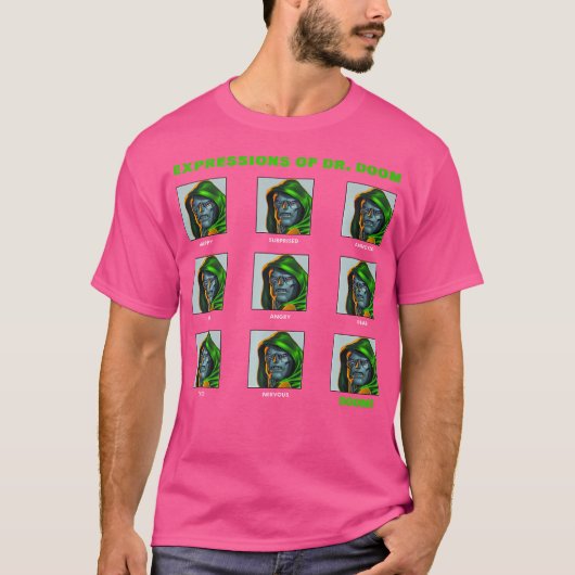 Marvel-expressies van Dr. Doom-panelen T-shirt (Voorkant)