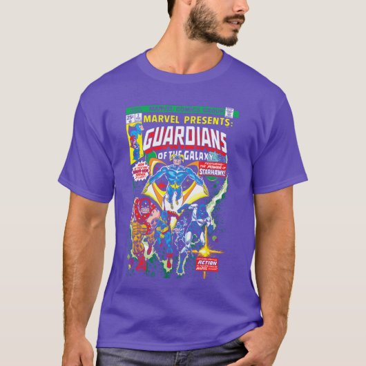 Marvel Guardians of the Galay Retro Comic Cover gi T-shirt (Voorkant)