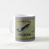 Marvel merk Alaska sockeye zalm label mok (Voorkant links)