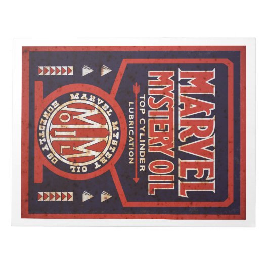 Marvel Mystery Oil bord rusted notitieblok (Voorkant)