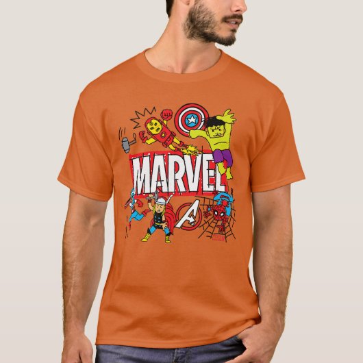 Marvel Sketch retro T-shirt (Voorkant)