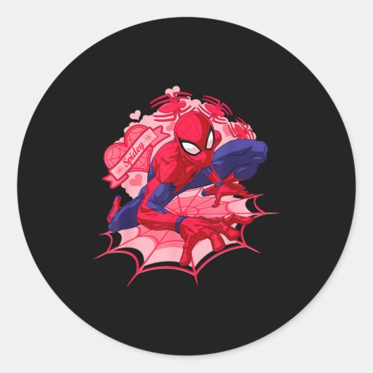 Marvel Spider-man Hartjes Valentijnsdag Ronde Sticker (Voorkant)
