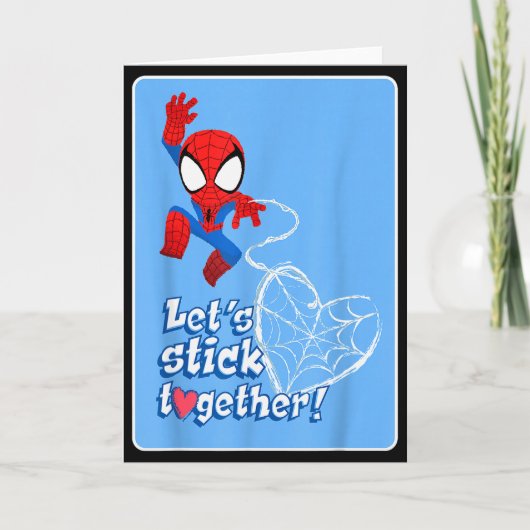 Marvel Spider-man Lets Stick Together Valentine Ca Kaart (Voorkant)