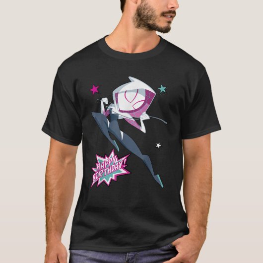 Marvel Spider Man Spider Gwen Happy Birthday Portr T-shirt (Voorkant)