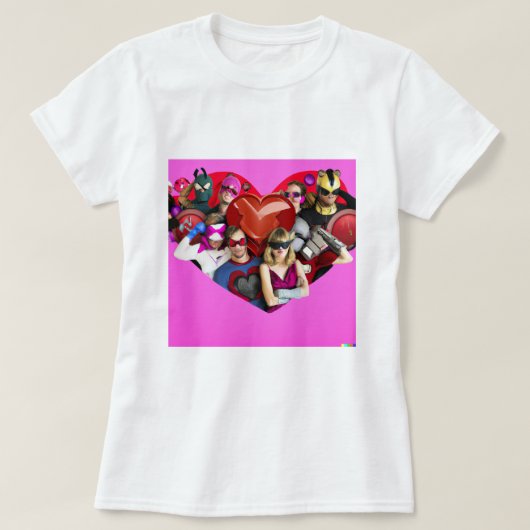 Marvel Valentijnsdag Group Shot Heart Mashup T-S T-shirt (Design voorkant)