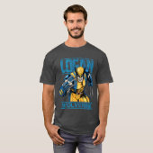 Marvel Wolverine Classic Logan Retro Comic Logo gi T-shirt (Voorkant volledig)