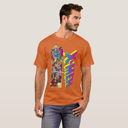 Marvel XMen Retro Comic Group Mashup boy T-shirt (Voorkant volledig)