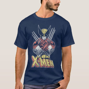 Marvel XMen Wolverine Klassieke Strip Verouderde v T-shirt