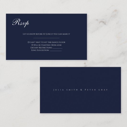 Marvelous Blue, behalve de date bruiloft rsvp-kaar Informatiekaartje (Voorkant / Achterkant)