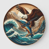 Marvelous Eagle Swooping Down to Catch Fish Grote Klok (Voorkant)