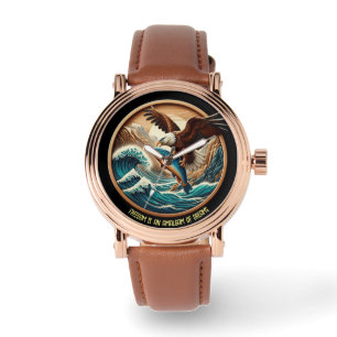 Marvelous Eagle Swooping Down to Catch Fish Horloge