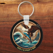 Marvelous Eagle Swooping Down to Catch Fish Sleutelhanger (Achterkant)