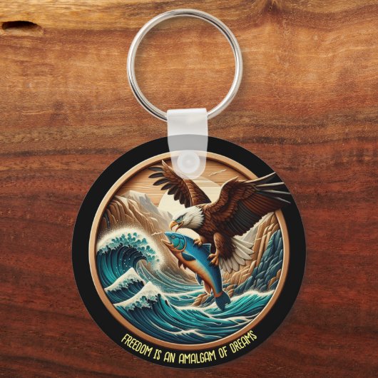Marvelous Eagle Swooping Down to Catch Fish Sleutelhanger (Voorkant)