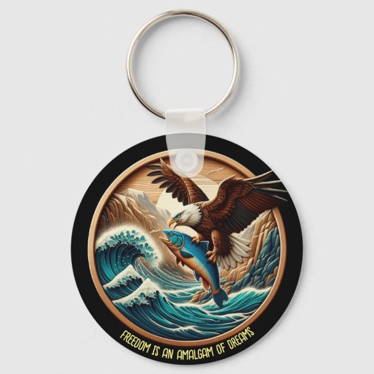Marvelous Eagle Swooping Down to Catch Fish Sleutelhanger (Achterkant)
