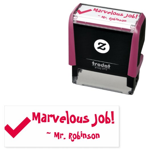 "Marvelous Job!" + Instructor's naam Rubber Stamp Zelfinktende Stempel (In situ)