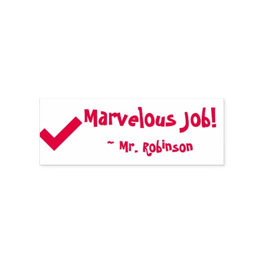 "Marvelous Job!" + Instructor's naam Rubber Stamp Zelfinktende Stempel (Design)