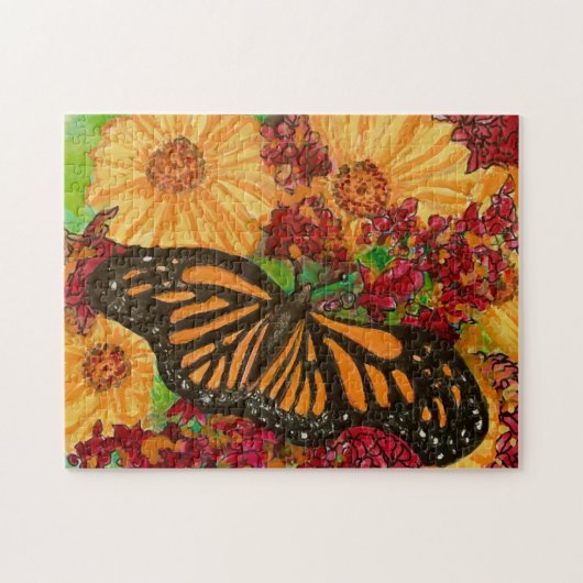 Marvelous Monarch Butterfly Waterverf Painting Legpuzzel (Horizontaal)