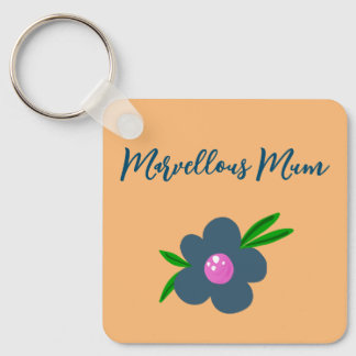 ‘Marvelous Mum’ Boho Indigo Blue Flower Sleutelhan Sleutelhanger