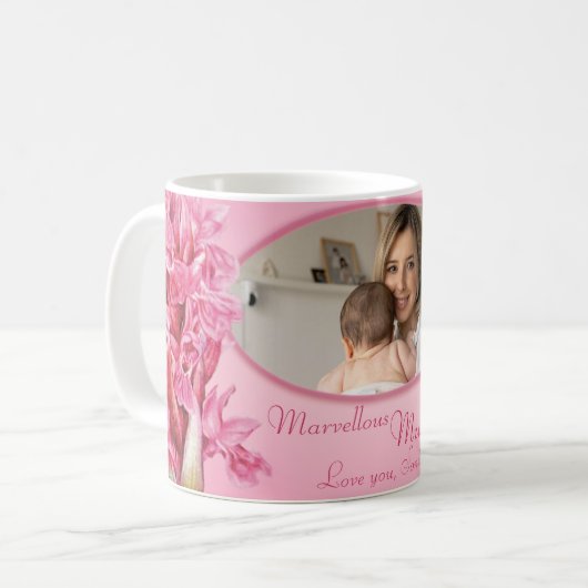 Marvelous mummy roze orchid "eigen foto" mok (Voorkant links)