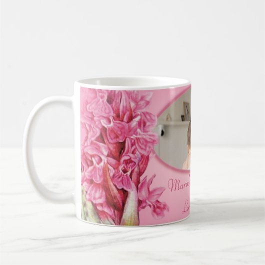 Marvelous mummy roze orchid "eigen foto" mok (Links)