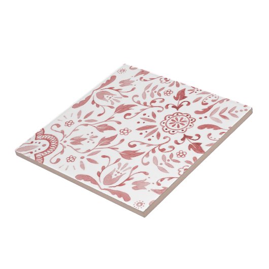 Marvelous  Red Pattern keramische tegel Tegeltje (Zijkant)