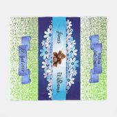 Marvelous Whimsical Blue Teddy Bear Personalize Fleece Deken (Voorkant (Horizontaal))