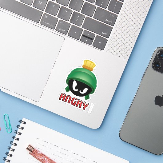 MARVIN DE MARTIAN™ Angry Emoji Sticker (Laptop met iPhone)