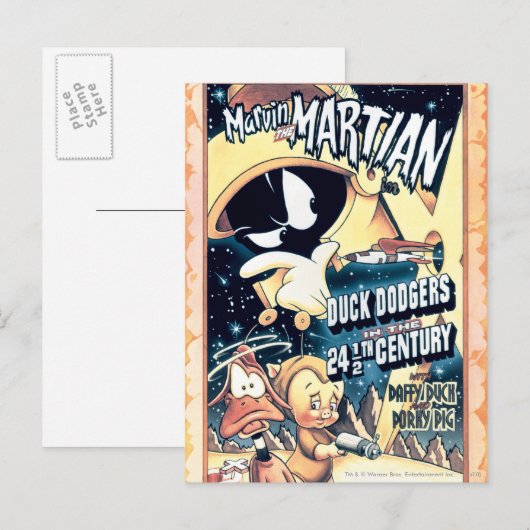 MARVIN DE MARTIAN™, DAFFY DUCK™ EN Elmer Briefkaart (Voorkant / Achterkant)