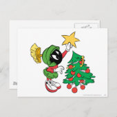 MARVIN DE MARTIAN™ die ster op boom zet Feestdagenkaart (Voorkant / Achterkant)