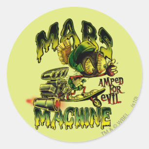 MARVIN DE MARTIAN™ Mars machine Ronde Sticker