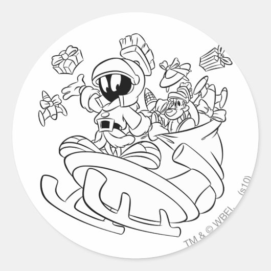 MARVIN DE MARTIAN™ MET speelgoed Ronde Sticker (Voorkant)