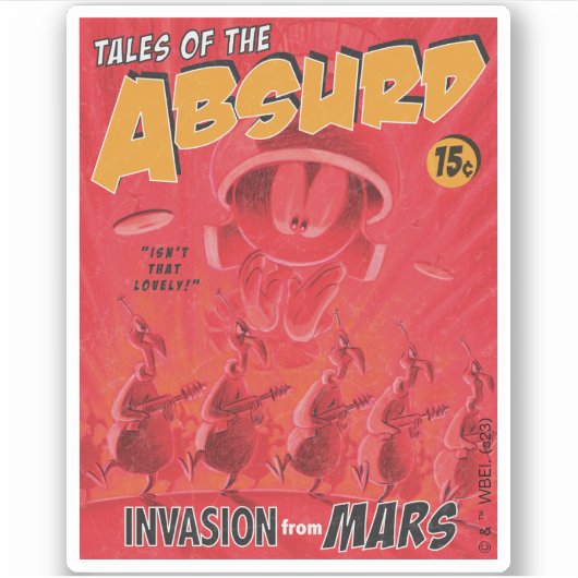 MARVIN DE MARTIAN™ Retro Invasion van Mars Comic Sticker (Voorkant)