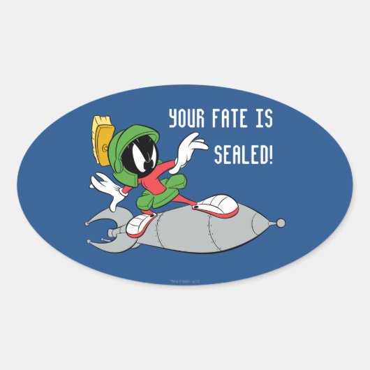 MARVIN DE MARTIAN™ Riding Rocket Ovale Sticker (Voorkant)