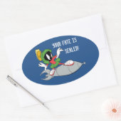 MARVIN DE MARTIAN™ Riding Rocket Ovale Sticker (Envelop)