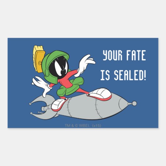 MARVIN DE MARTIAN™ Riding Rocket Rechthoekige Sticker (Voorkant)
