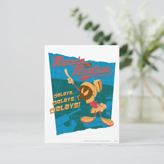 MARVIN DE MARTIAN™ VERTRAGINGEN... VERTRAGINGEN... BRIEFKAART (Staand voorkant)