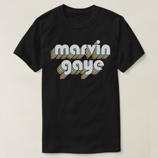 Marvin Gaye Retro Rainbow Typography Vervaagde sti T-shirt (Design voorkant)