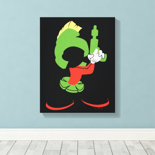 MARVIN HET MARTIAN™ silhouet met raygun Canvas Afdruk (Insitu (Houten vloer))